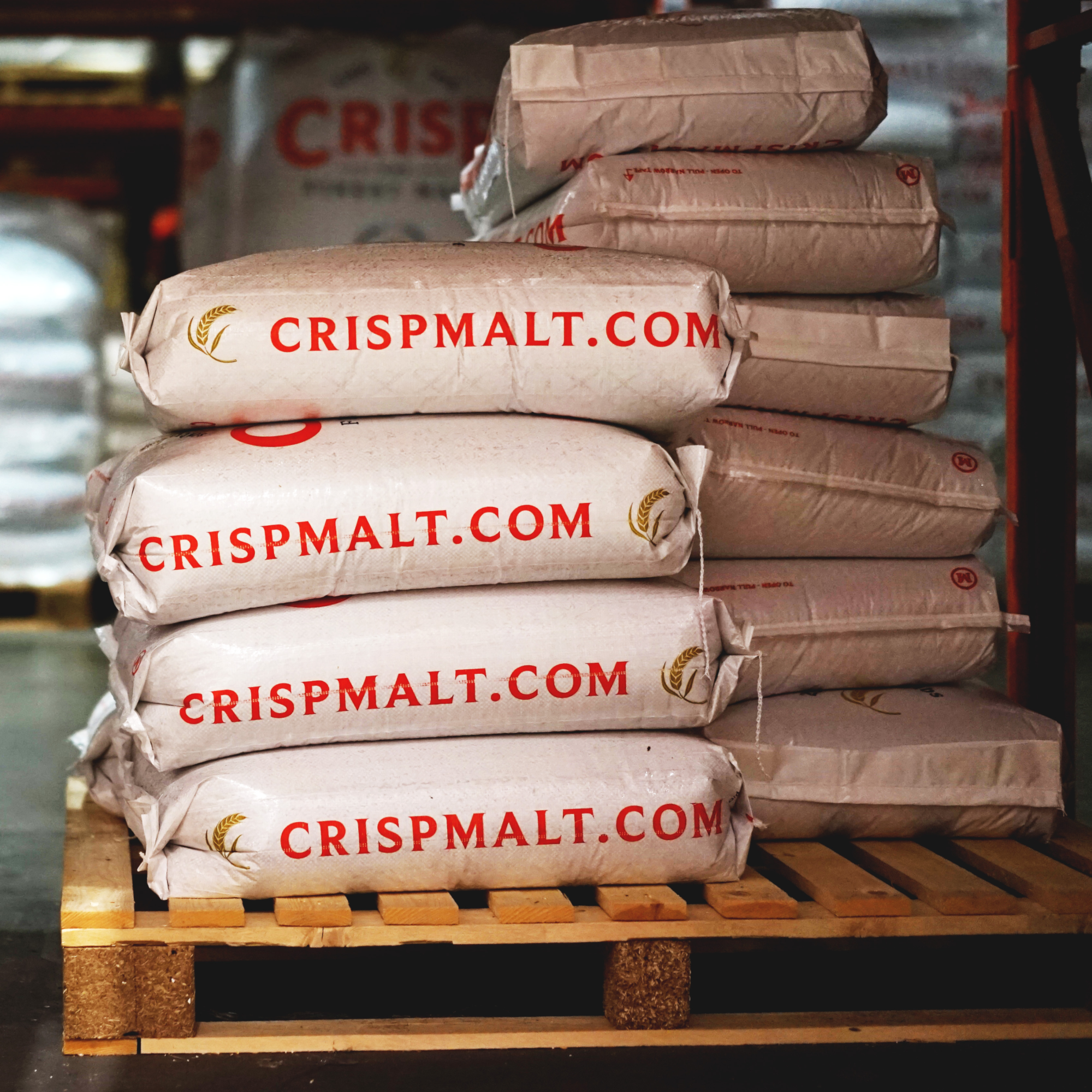 Crisp Malt 25kg Sacks in the Warehouse