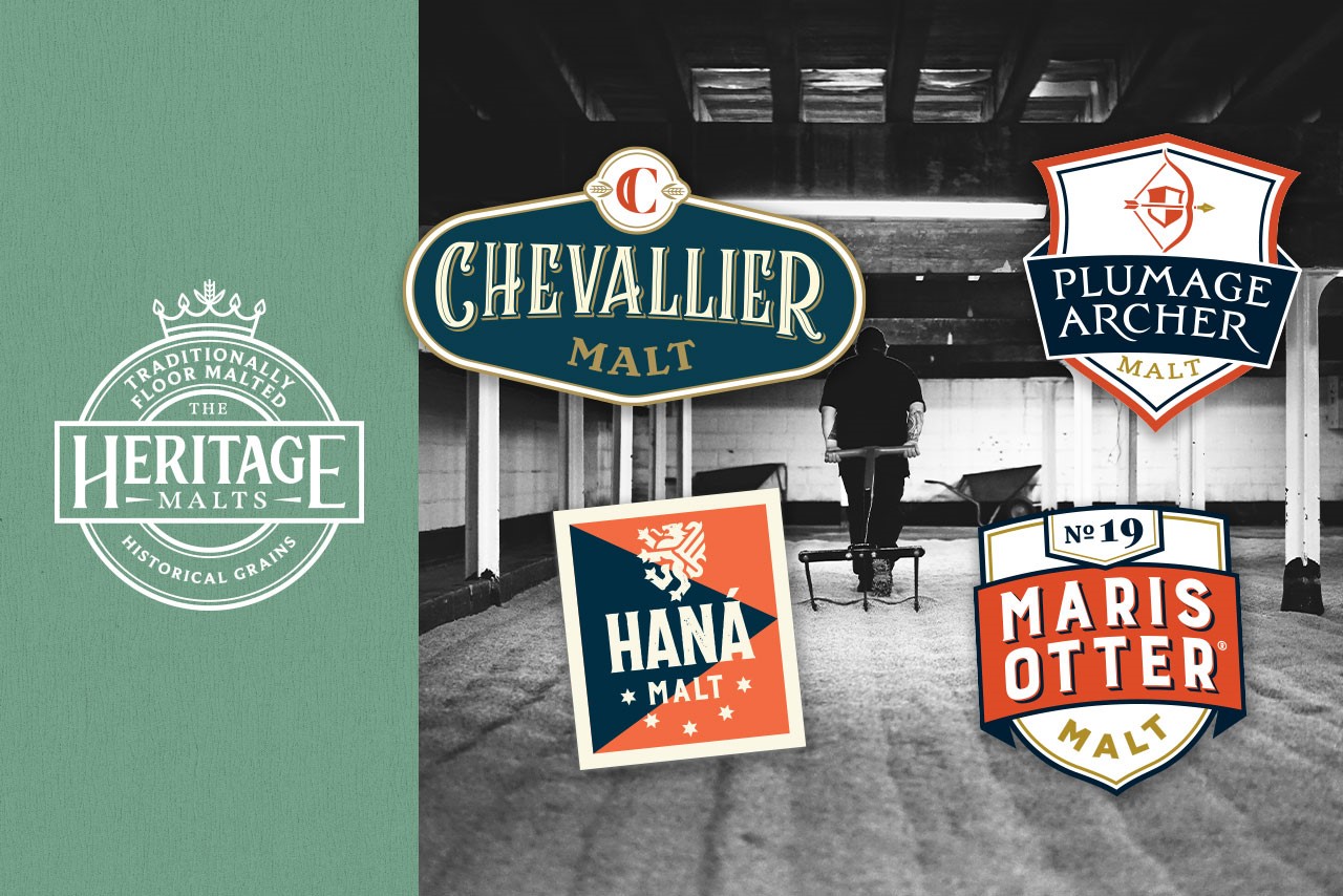 Chevallier, Hana, Plumage Archer and No 19 Maris Otter floor malts logos.